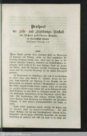 Prospect der Lehr- und Erziehungs-Anstalt
