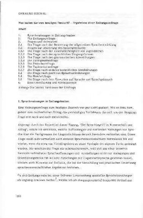 Was halten Sie vom heutigen Deutsch? : Ergebnisse einer Zeitungsumfrage