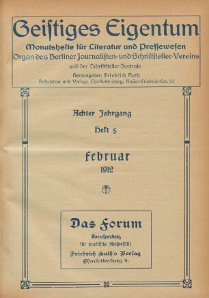 Heft 5 (Februar 1912)