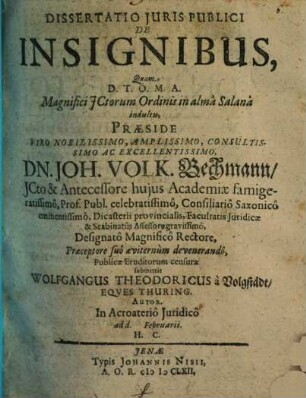 Diss. iuris publ. de insignibus