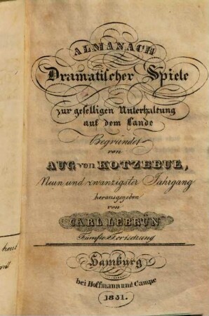 Almanach dramatischer Spiele zur geselligen Unterhaltung auf dem Lande, 29. 1831