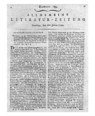 Neue Litteratur und Völkerkunde. Jg. 2, Nr. 11-12. Ein periodisches Werk. [Hrsg. von J. W. v. Archenholtz.] Leipzig: Göschen 1788