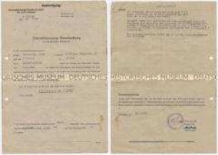 Bescheid des Entnazifiezierungs-Hauptausschusses über die Einstufung als "Entlasteter" - Personenkonvolut