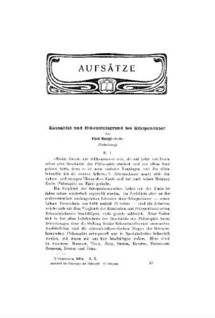 Kausalität und Erkenntnisgrund bei Schopenhauer : (Fortsetzung)