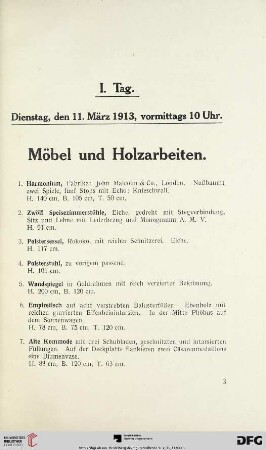 Möbel und Holzarbeiten (Nr. 1-68)