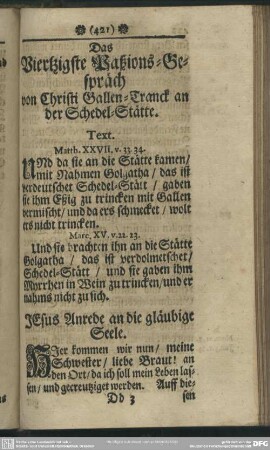Das Viertzigste Passions-Gespräch von Christi Gallen-Tranck an der Schedel-Stätte