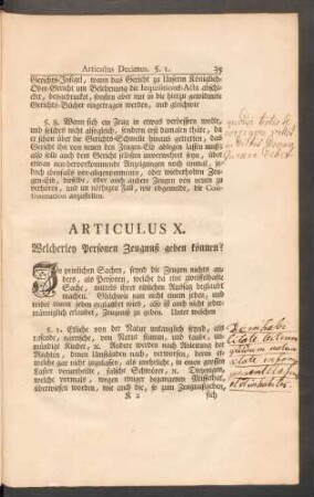 Articulus X. Welcherley Personen Zeugnuß geben können?