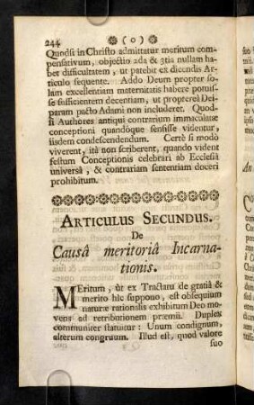 244-281, Articulus Secundus