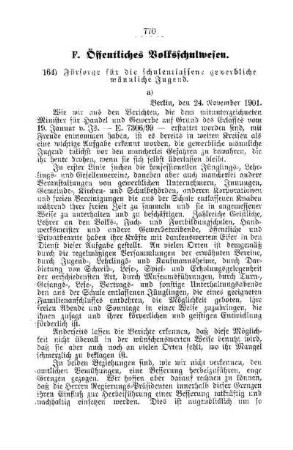 Fürsorge für die schulentlassene gewerbliche männliche Jugend : [F. Öffentliches Volksschulwesen]