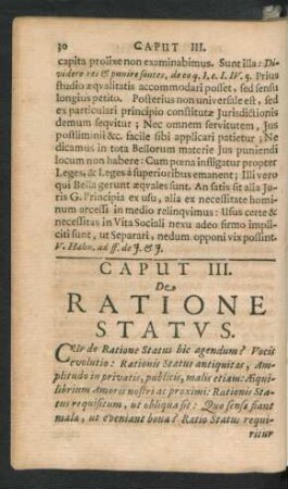 Caput III. De Ratione Status.