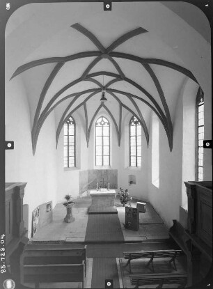 Zschortau (Rackwitz-Zschortau). Pfarrkirche (um 1517). Inneres nach Osten von der Orgelempore