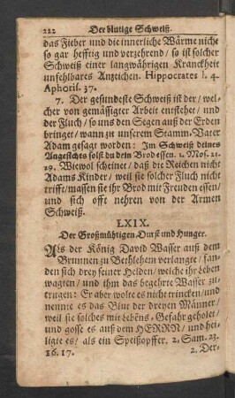 LXIX. Der Großmühtigen Durst und Hunger.