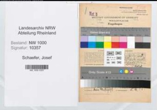 Entnazifizierung Josef Schaefer, geb. 31.05.1890 (Verw.Obersekretaer)