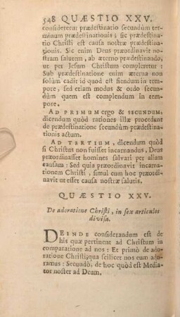 Quaestio XXV. De adoratione Christi, in sex articulos divisa.
