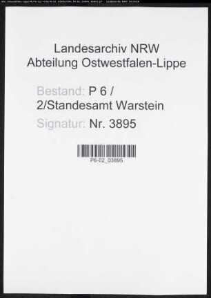 Sterberegister Standesamt Warstein