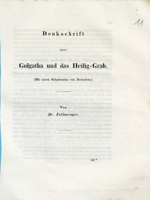 Denkschrift über Golgatha und das Heilig-Grab