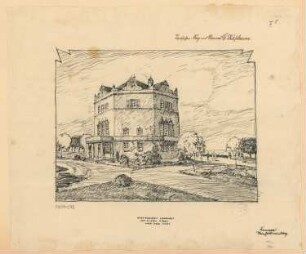 Achteckiges Landhaus Monatskonkurrenz März 1924: Perspektivische Ansicht (1. Dachvariante)