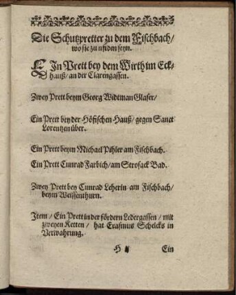 Die Schutzpretter zu dem Fischbach/ wo sie zu nfiden [vielm.: finden] seyn
