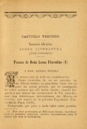 Capítulo tercero. Materiales folk-loricos sobre literatura