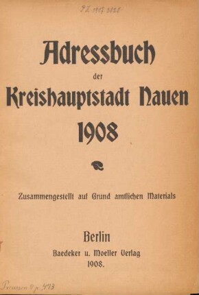 1908: Adressbuch der Kreishauptstadt Nauen