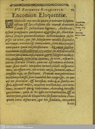 VI. Encomion Eloquentiae