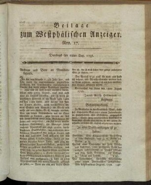 Beilage zum Westphälischen Anzeiger. Nro 17.