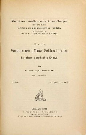 Ueber das Vorkommen offener Schlundspalten bei einem menschlichen Embryo