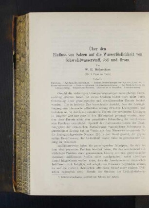 Über den Einfluss von Salzen auf die Wasserlöslichkeit von Schwefelwasserstoff, Jod und Brom