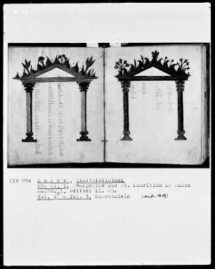 Evangeliar aus Sankt Mauritius in Mainz — ---, Folio 3rectoKanontafel