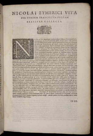 Nicolai Eymerici vita per Evndem Franciscvm Pegnam breviter collecta