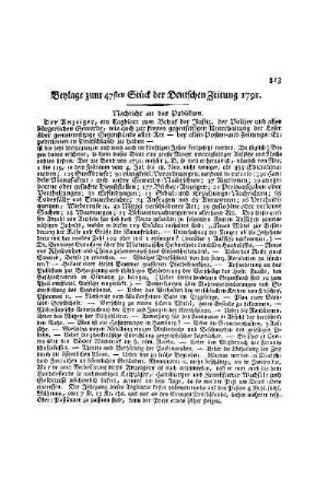 Beylage zum 47ten Stück der Deutschen Zeitung1791