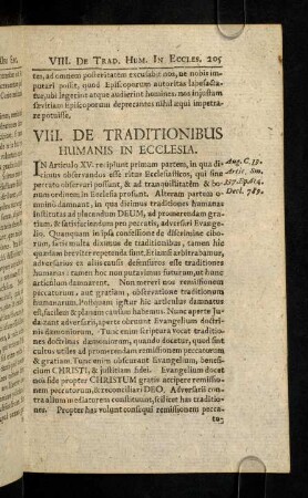 205-223, VIII. De Traditionibus Humanis In Ecclesia