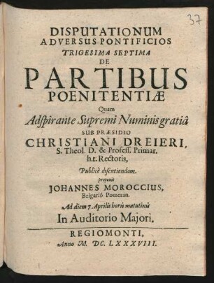 37: De Partibus Poenitentiae