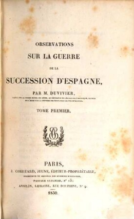 Observations sur la guerre de la succession d'Espagne, 1