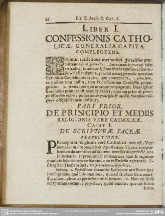 Pars Prior. De Principio Et Mediis Religionis Vere Catholicae