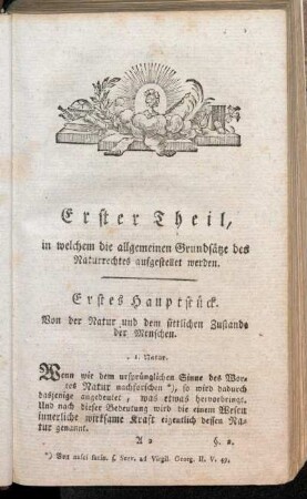 Erstes Hauptstück. Von der Natur und dem sittlichen Zustande der Menschen.