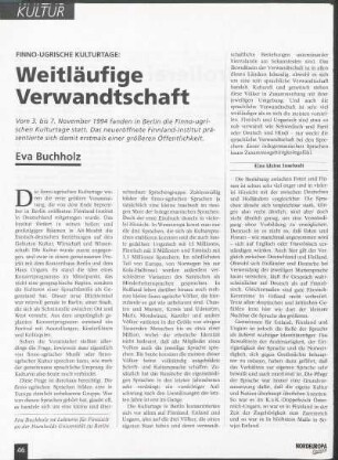 Finno-ugrische Kulturtage: Weitläufige Verwandtschaft