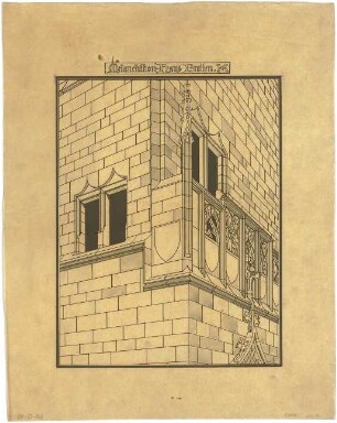 Billing, Hermann; Bretten (Baden-Württemberg), Marktplatz; Melanchthonhaus - Fassade (Entwurf, Perspektive)