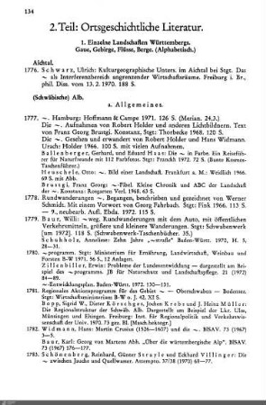 1. Einzelne Landschaften Württembergs. Gaue, Gebirge, Flüsse, Berge. (Alphabetisch)