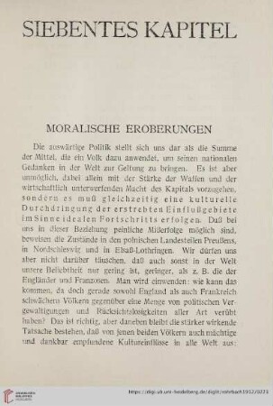 Siebentes Kapitel: Moralische Eroberungen