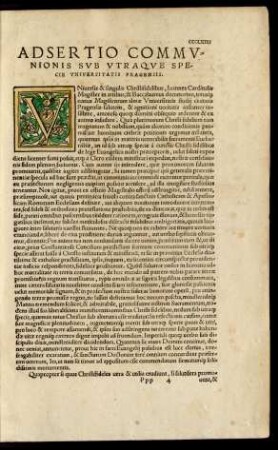 Adsertio Communionis Sub Utraque Specie Universitatis Pragensis.