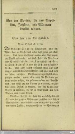 Von den Speisen, die aus Amphibien, Insekten, und Würmern bereitet werden