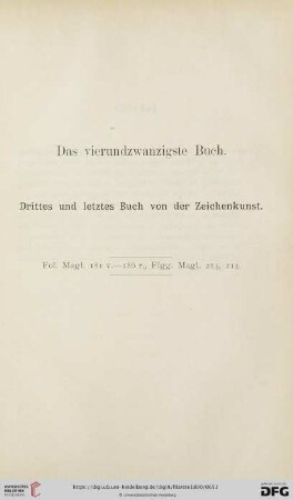 Das vierundzwanzigste Buch: Drittes und letztes Buch von der Zeichenkunst