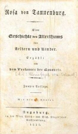 Rosa von Tannenburg : eine Geschichte des Alterthums für Aeltern und Kinder