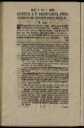 Series Et Historia Processus Secundæ Instantiæ.
