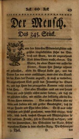 Der Mensch : eine moralische Wochenschrift. 9. 1755