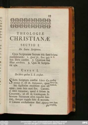 Sectio I. De Sacra Scripturae.