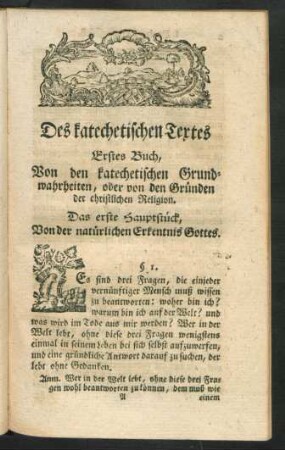 Erstes Buch, Von den katechetischen Grundwahrheiten, oder von den Gründen der christlichen Religion