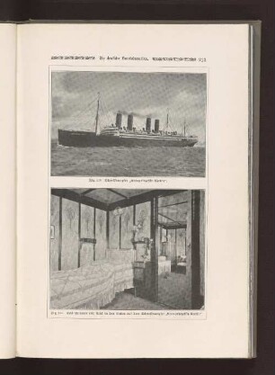 Fig. 280 Schlafzimmer mit Blick in den Salon auf dem Schnelldampfer "Kronprinzessin Cecilie"