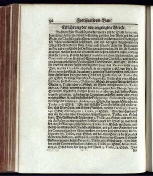 Erklährung der neu-angelegten Wercke.